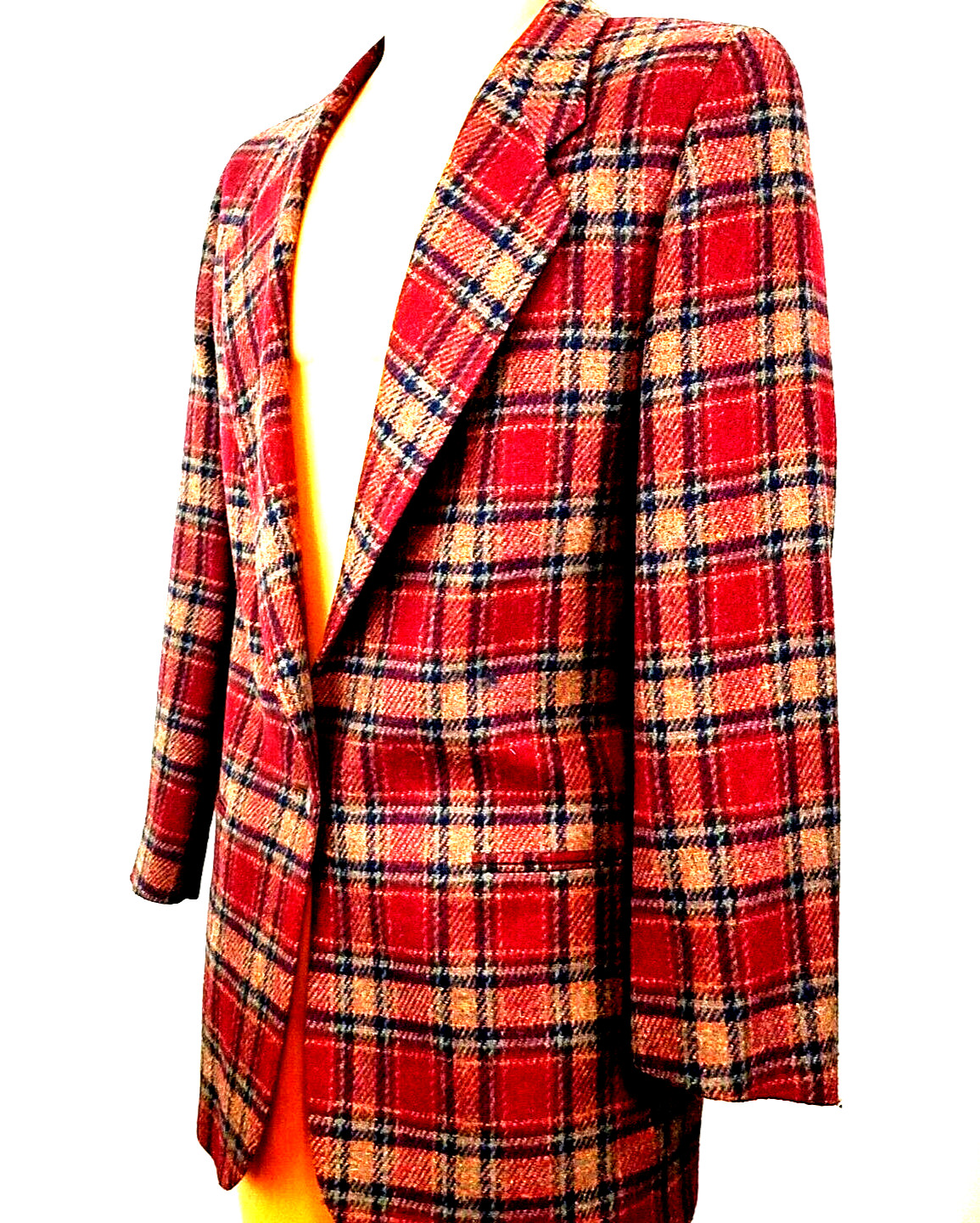 vintage ll bean womens plaid blazer 1 button closure fully lined size 10R