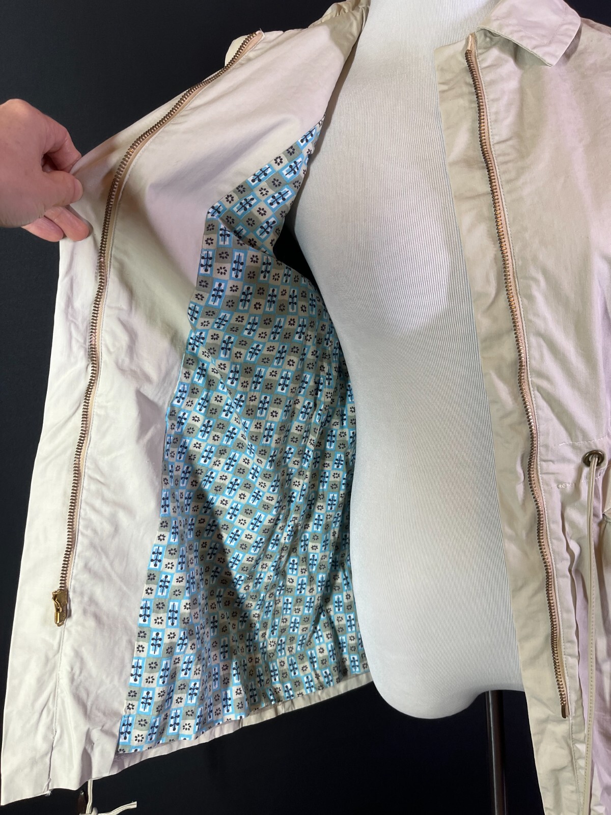Vintage Debutogs Beige Full Zip Jacket Drawstring Waist