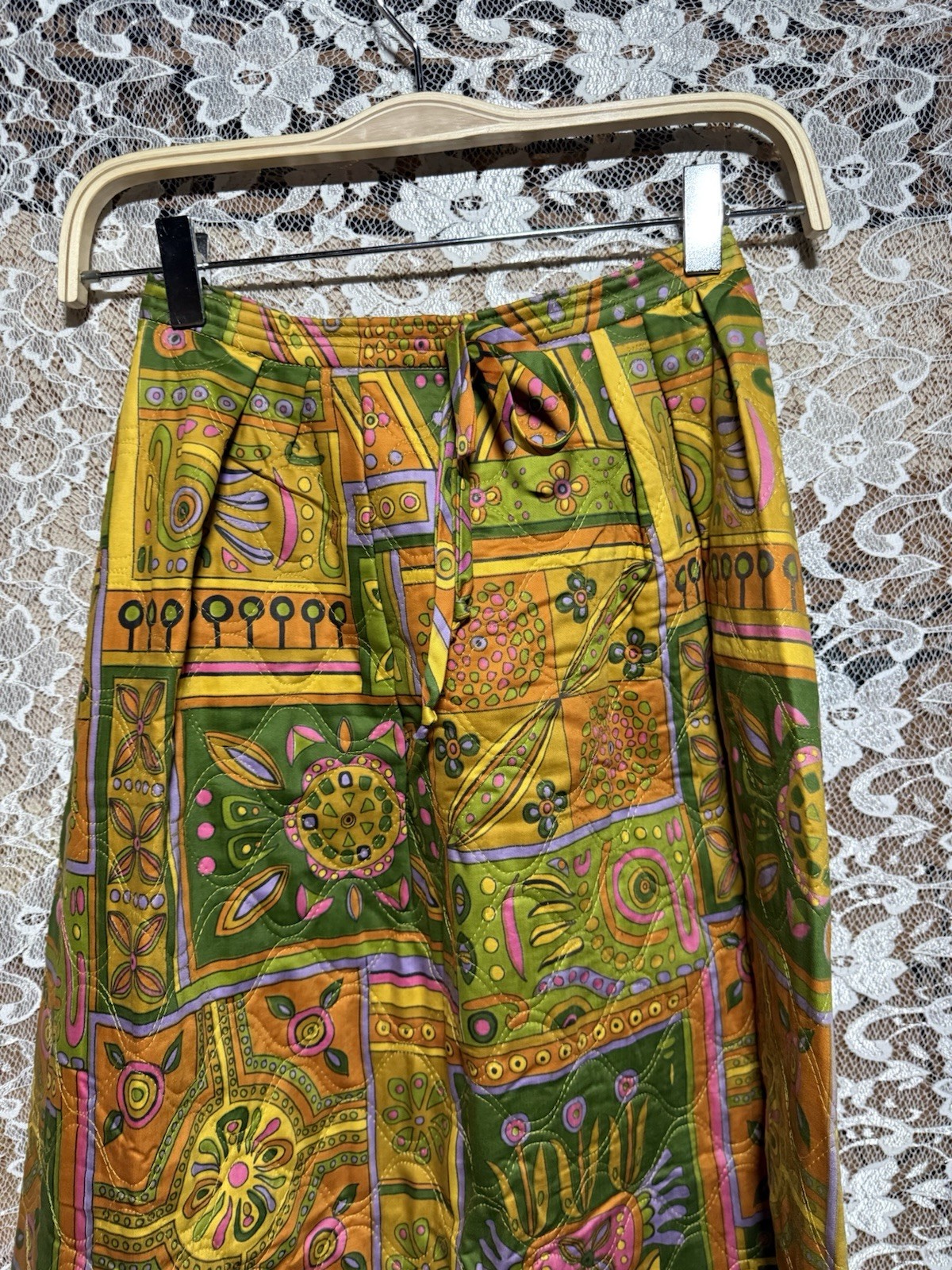 Alex Colman California Colorblock Quilted skirt in vibrant colors XS 70s