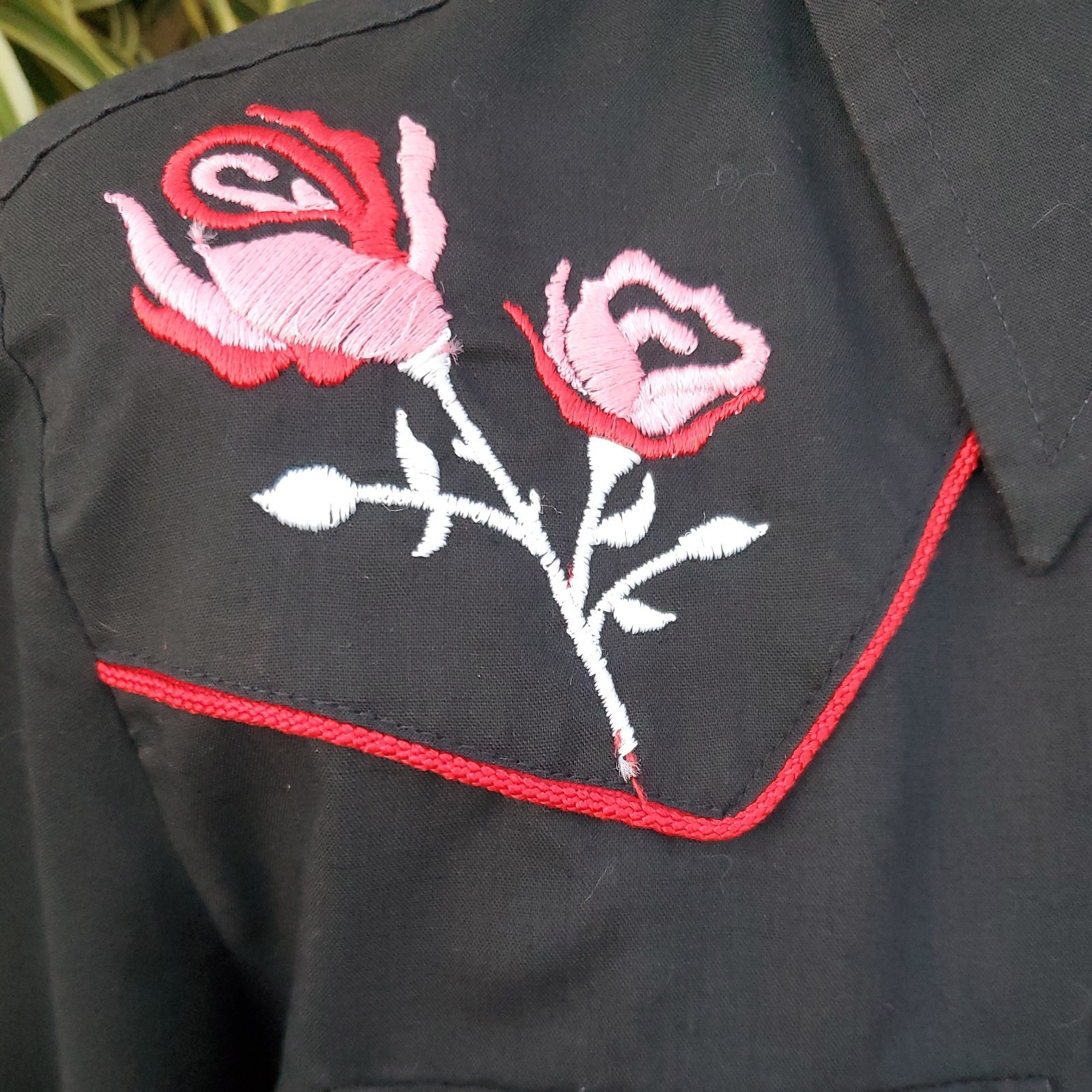 Vtg 70s Cee Dee Western Shirt Size 38 15/16 Womens Floral Western Embroider Snap