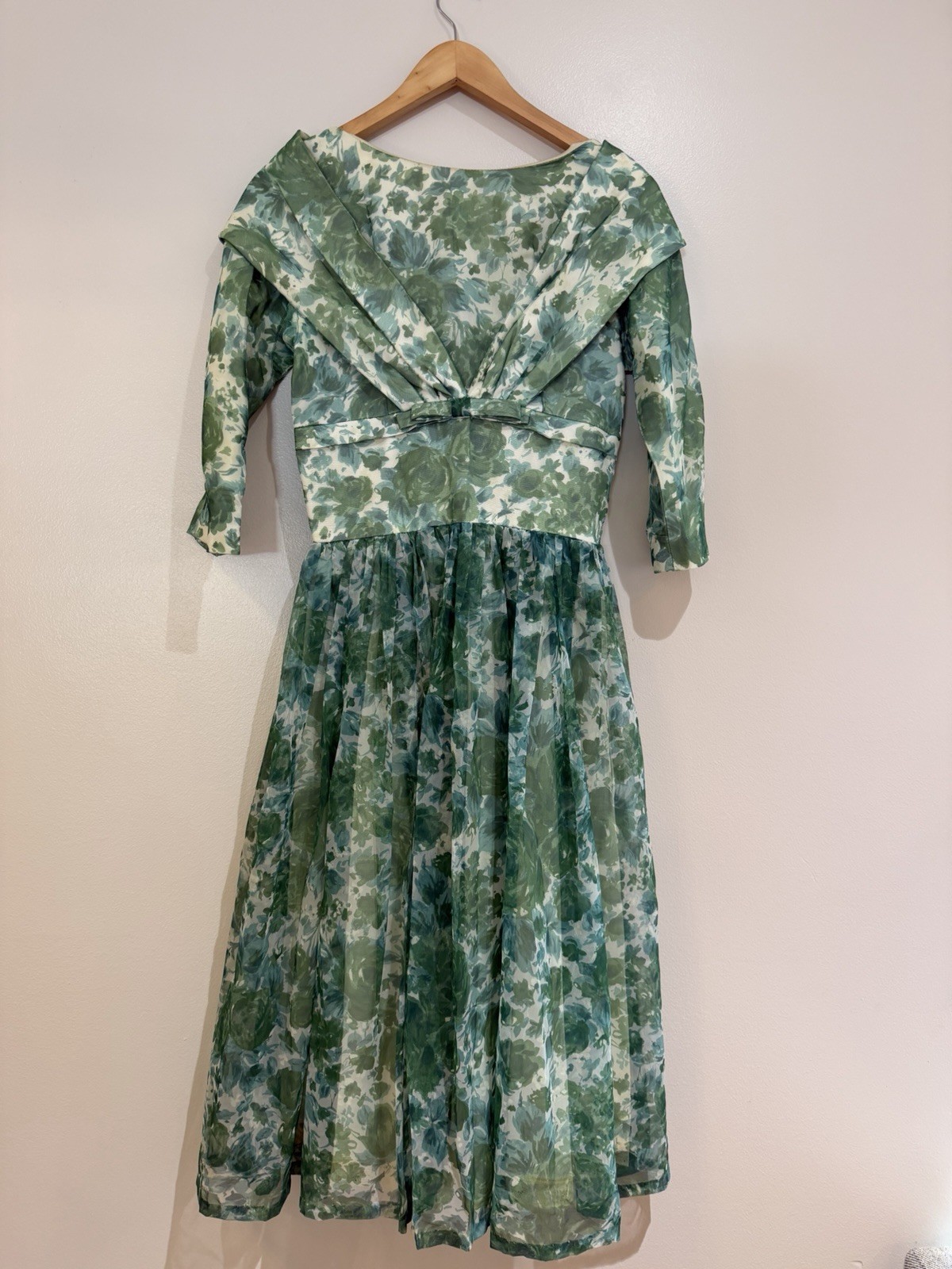 Vintage 50’s/60’s Green MISS DEB Summer Floral Garden Party Dress RARE medium