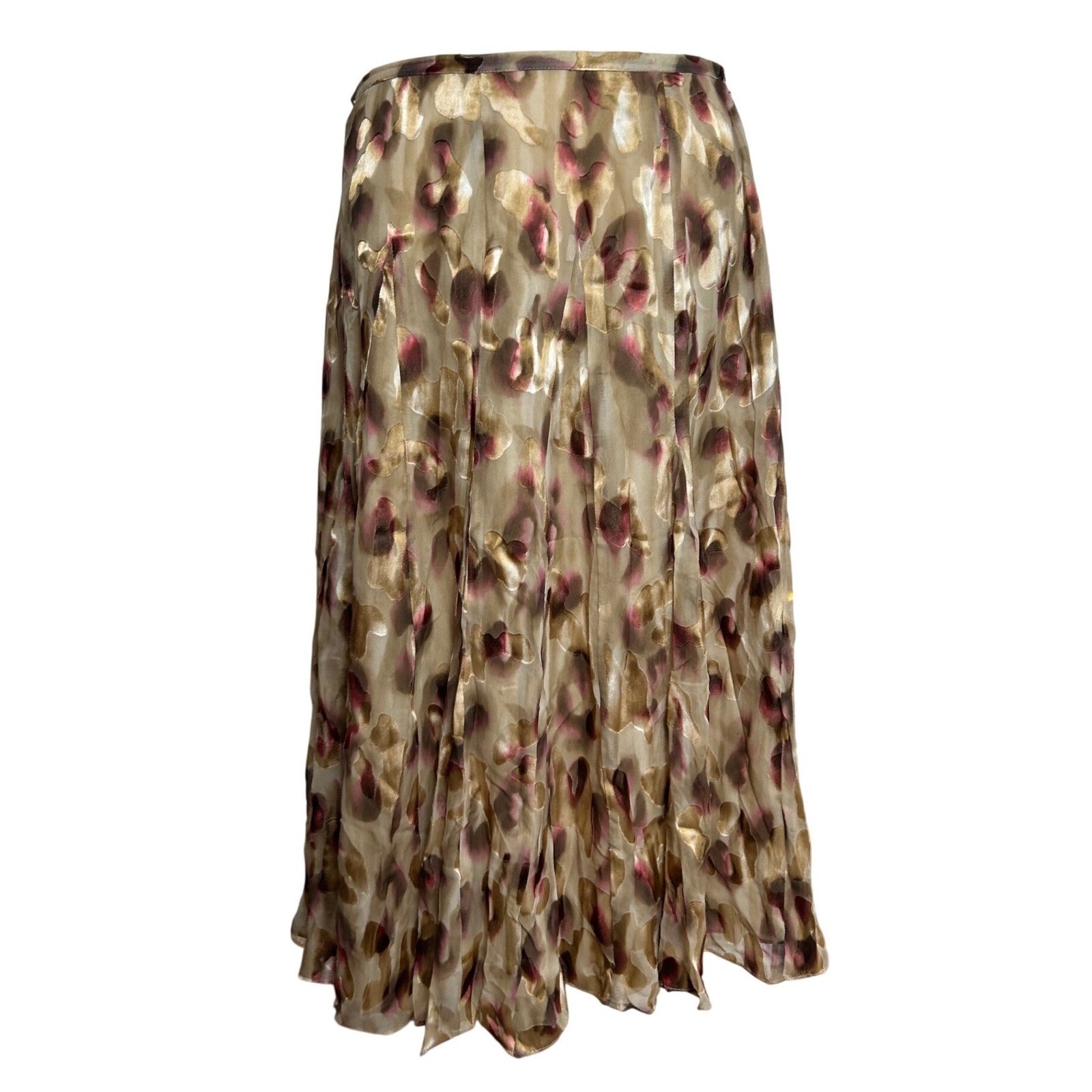 Vintage Jones New York Womens Silk Skirt Tan Floral Print Midi Animal Print 8
