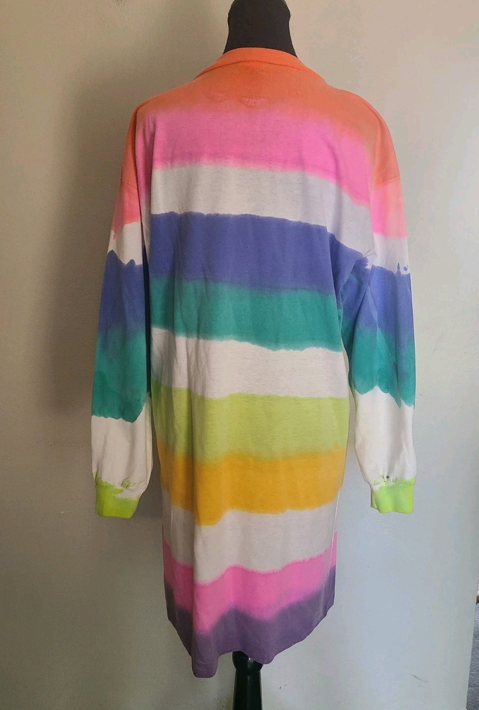 LL Incognito Vintage Womens 90s Short Multicolor Striped Pastel Shirt Dress S