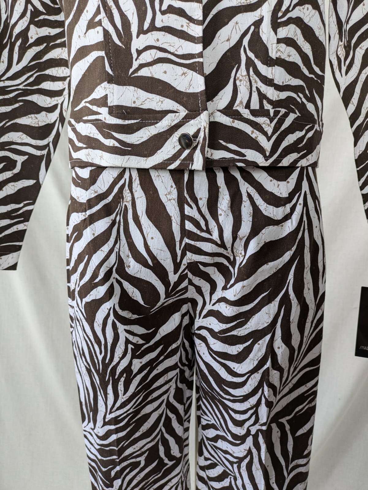 Vintage 1990s Sharon Endick Kate 2 Piece Demim Set Jacket Cropped Pant L NWT