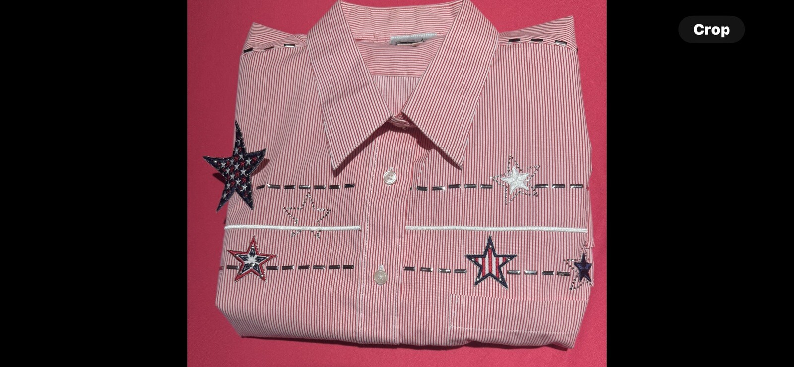 New Without Tag Patriotic Blouse Red White Blue Stars Stripes Sz XL