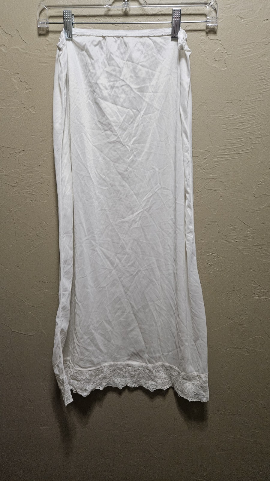 Vintage White Nylon Half Slip Lace Hem Women’s Medium Underskirt