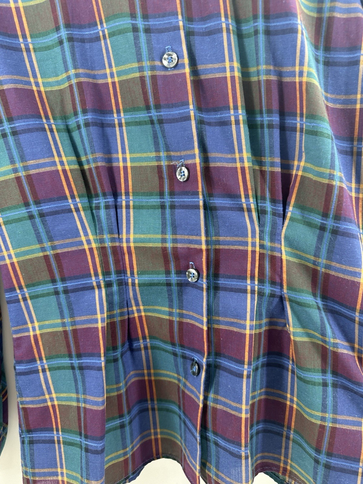 VTG 80s Underground SF Plaid Blouse Puff Sleeve Edwardian Revival Cuffs AB10 NWT