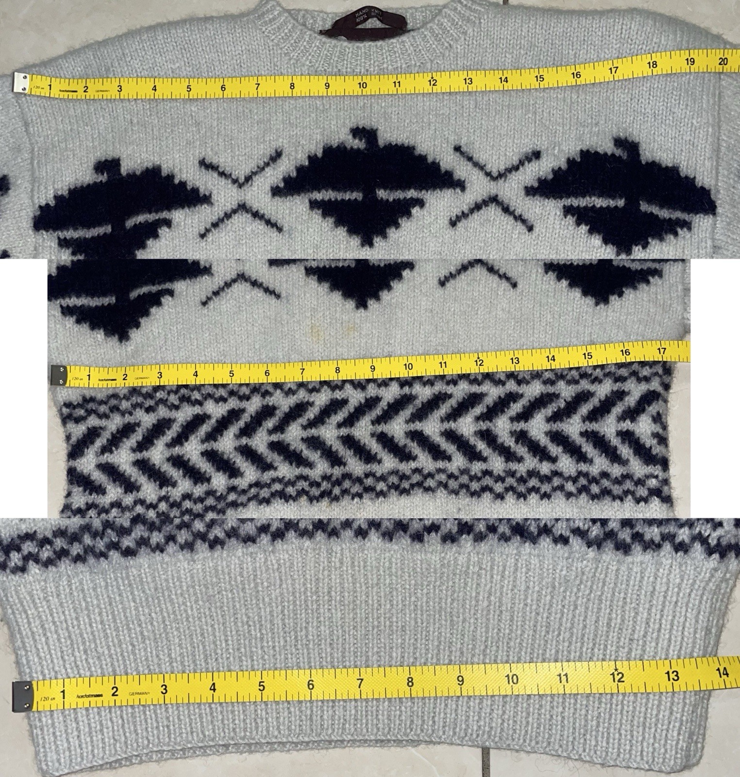 VTG 100% Wool Hand Knit Pullover Crewneck Nordstrom Sweater