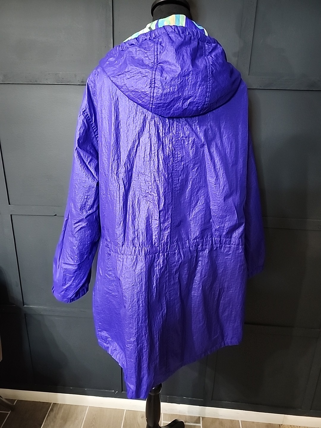 Vintage Obermeyer Wind Breaker Jacket 1980s Purple And Neon Abstract Snaps…