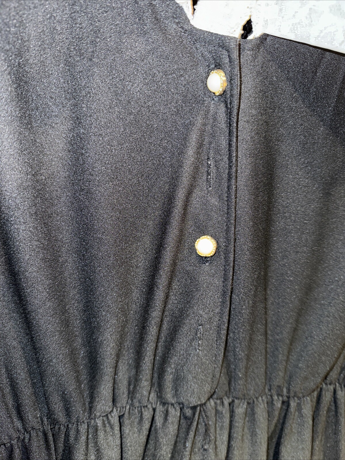 Womens 16 Black Secrtary Dress, Lace Collar, 1960’s Tabby Of California