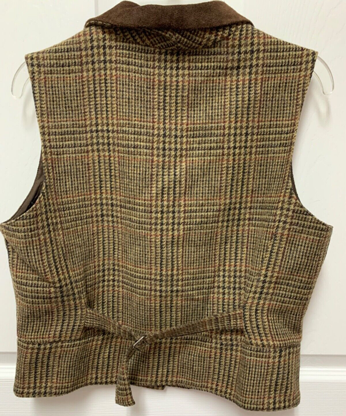 vtg Gap vest size M & pants size 4 menswear brown Plaid wool blend calfskin EC