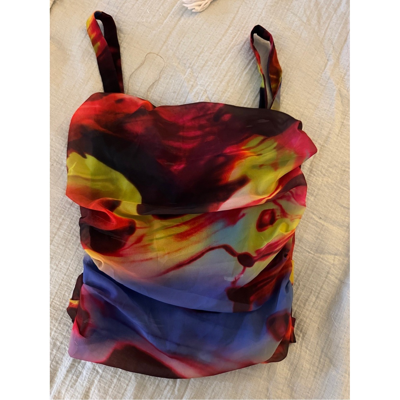 House of CB Multicolor Draped Chiffon Cami in Red, Blue, Yellow, Green, Purple