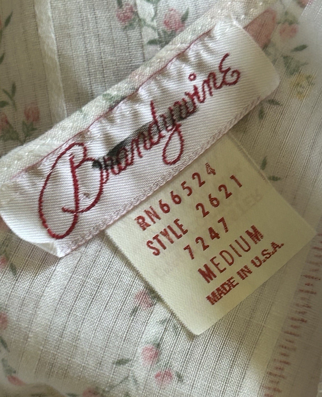 Vintage Brandywine Cottagecore Nap Dress Lace Yoke Cotton Nightgown Prairie USA