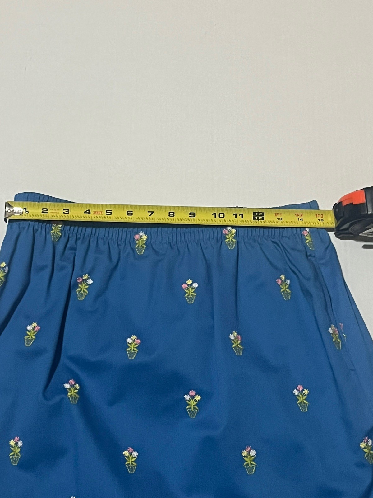 Vtg David Brooks Plant Flower Embroidered Long Skirt Blue Size 14 Cottagecore