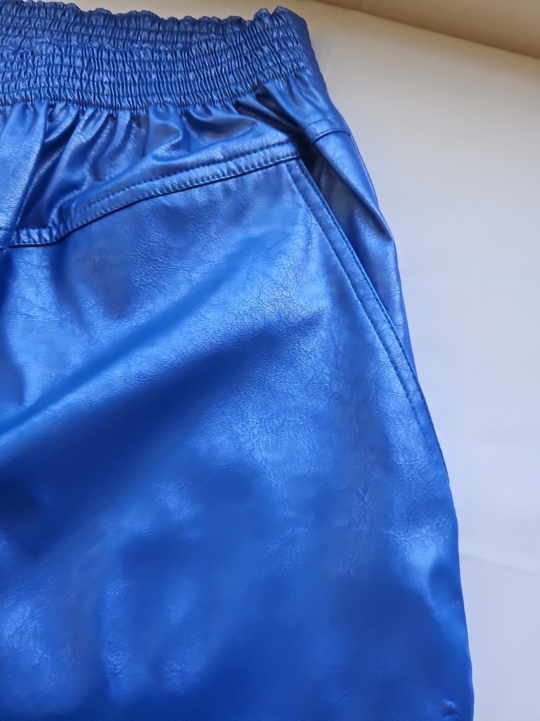 Vintage ROAMAN’S PVC Pants 80s Faux Leather Women’s H2 28/30 Inch Waist Blue
