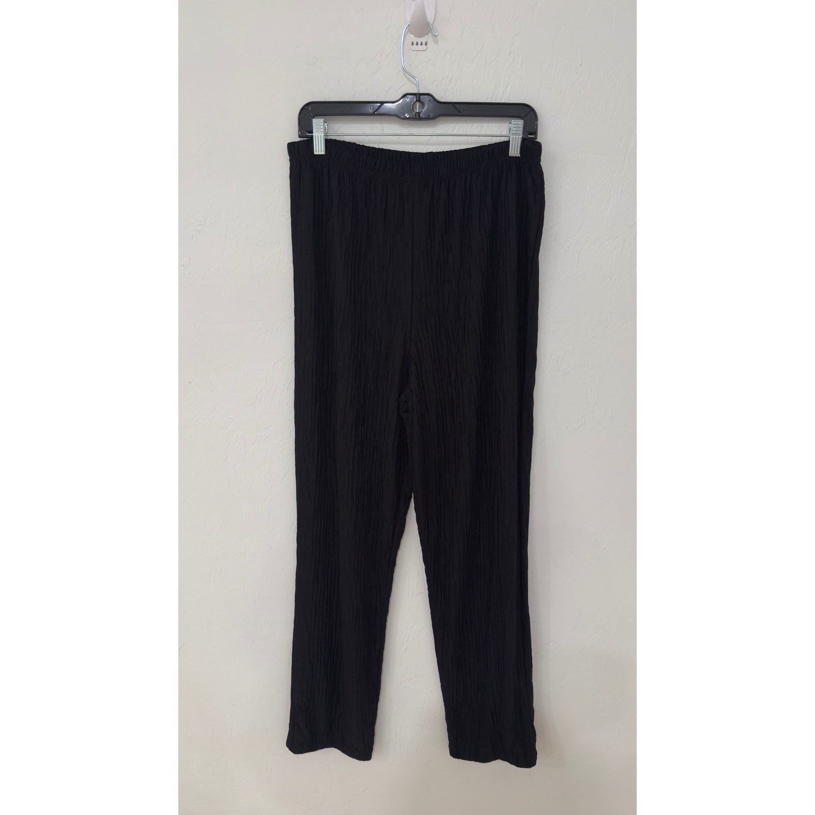 Silver Threads LTD Black Plisse Floral 2 Piece Tunic and Pants Set Large