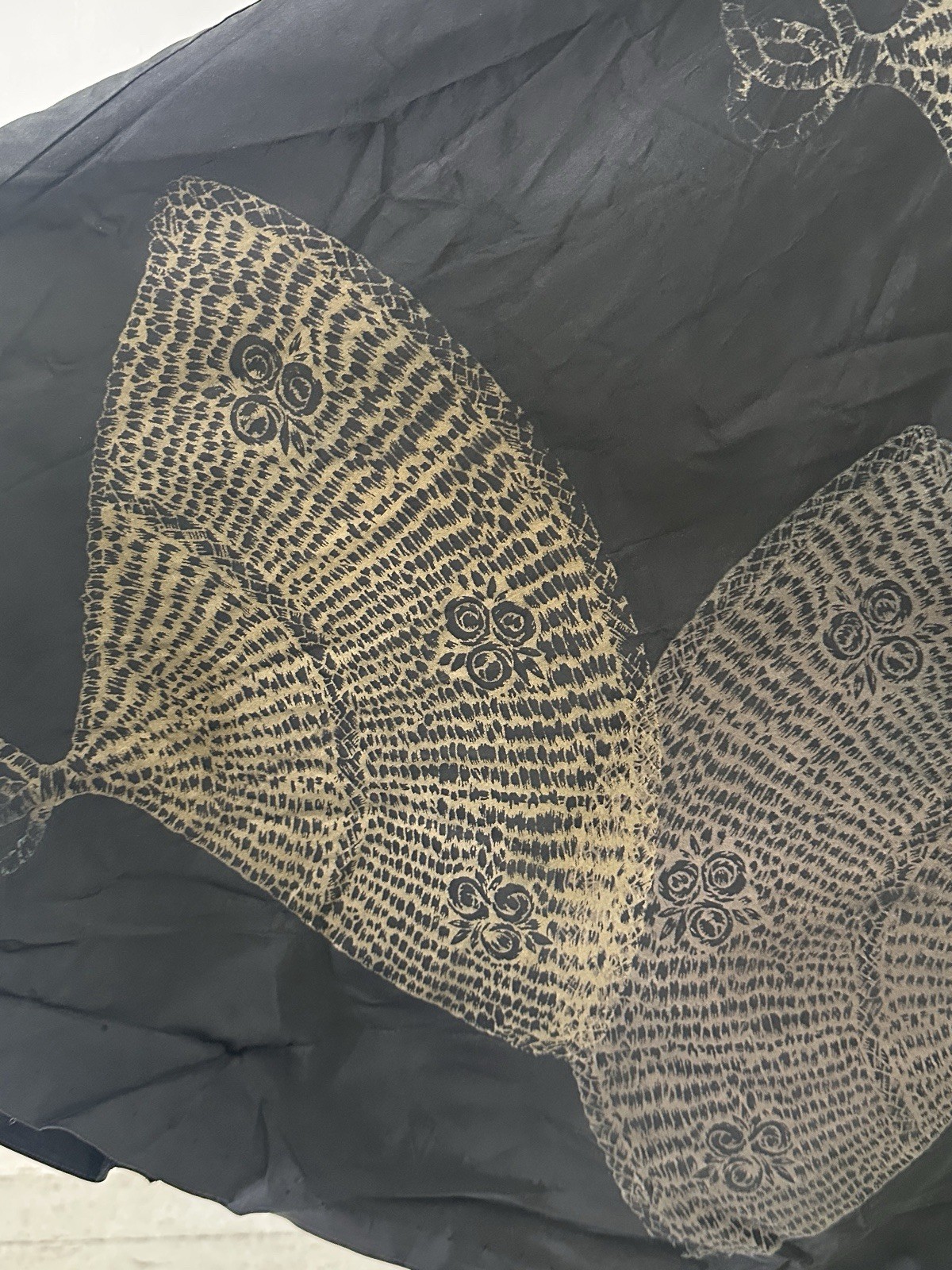 Antique Edwardian Era Rare Fan Print Circle Skirt