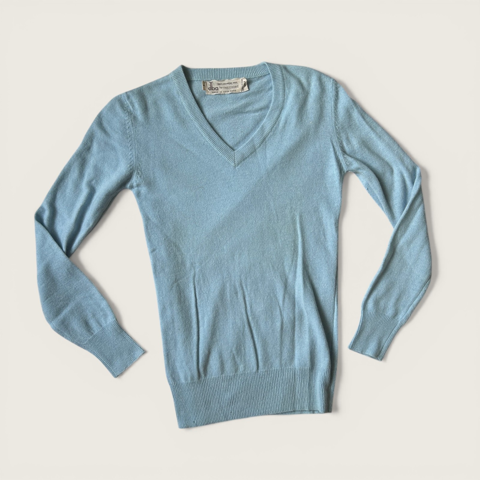 Vintage Cashmere Twin Set Cardigan + Sweater DBA by Theodore Blue Peach