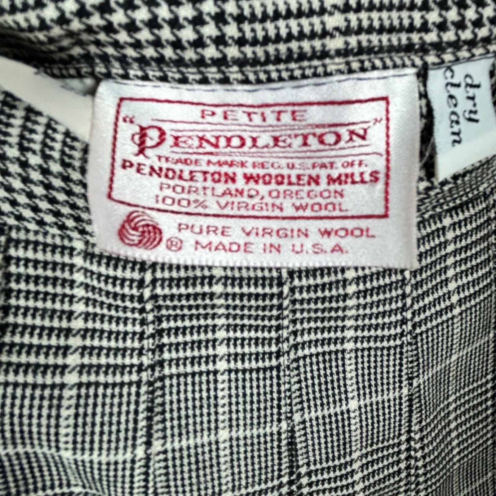 Pendleton Skirt Suit Black White Women Jacket 4 Skirt 2 Glen Plaid Virgin Wool