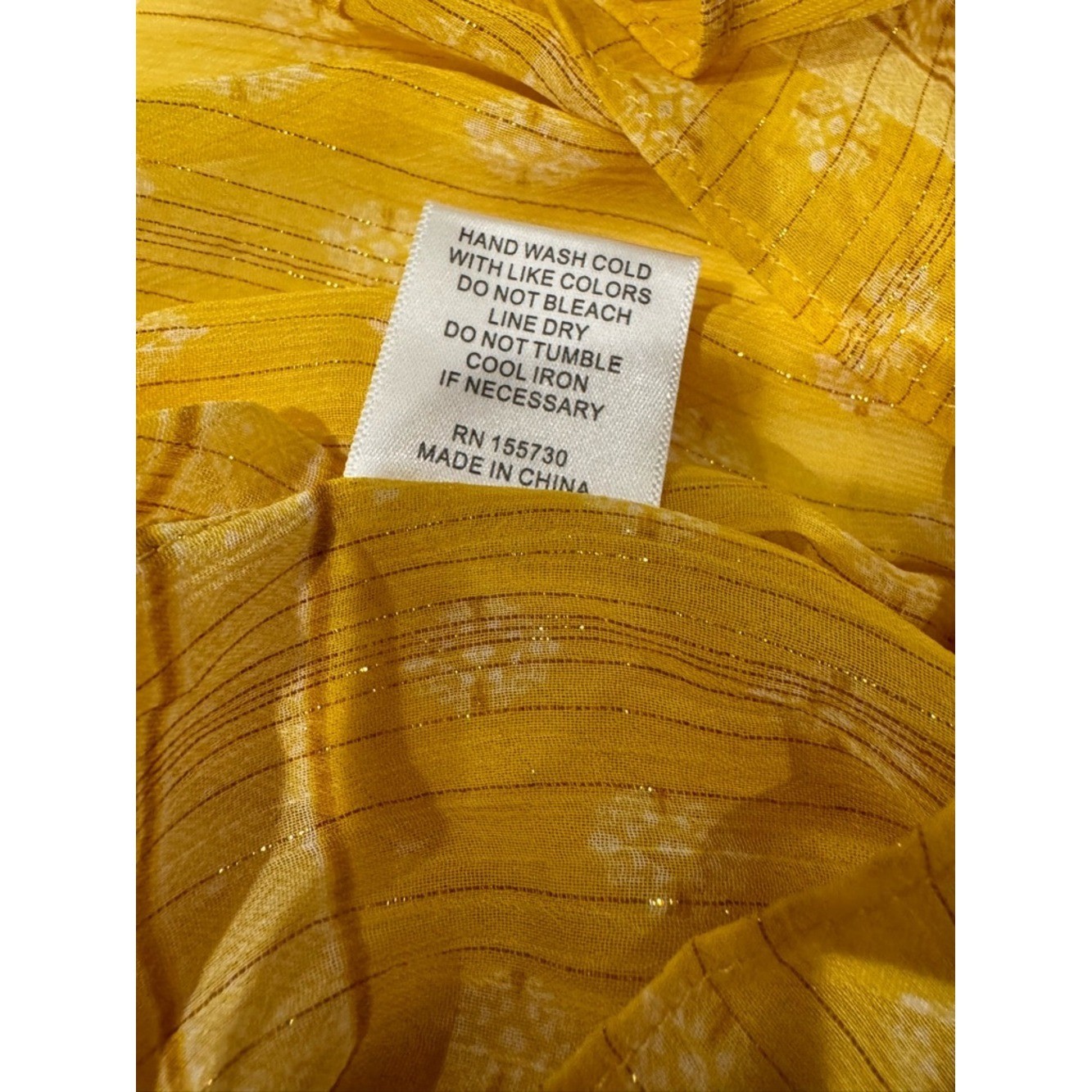 NWT Rose & Olive – Yellow Boho V-Neck Tunic with Embroidered Trim – Size M