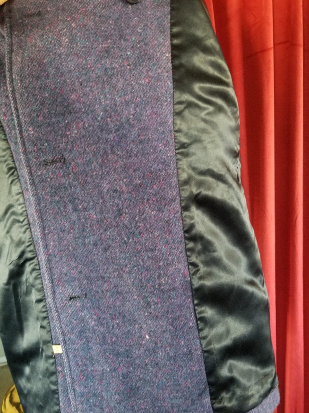 1960’s HOURIHAN Donegal Tweed Pure Wool Womens Vintage Coat Purple Ireland 14
