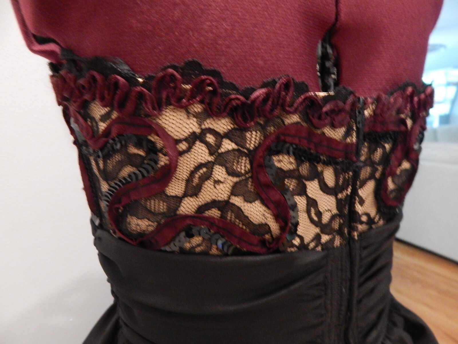 HUEY WALTZER FOR DARCY LACE STRAPLESS COCKTAIL DRESS POOF LAYERS VINTAGE 80’s