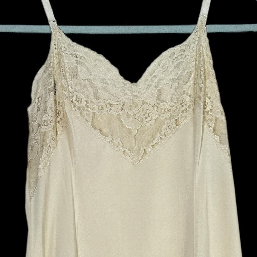Vintage Wonder Maid B Altman Co Ivory Nylon Lace Full Slip Dress Style Size 36