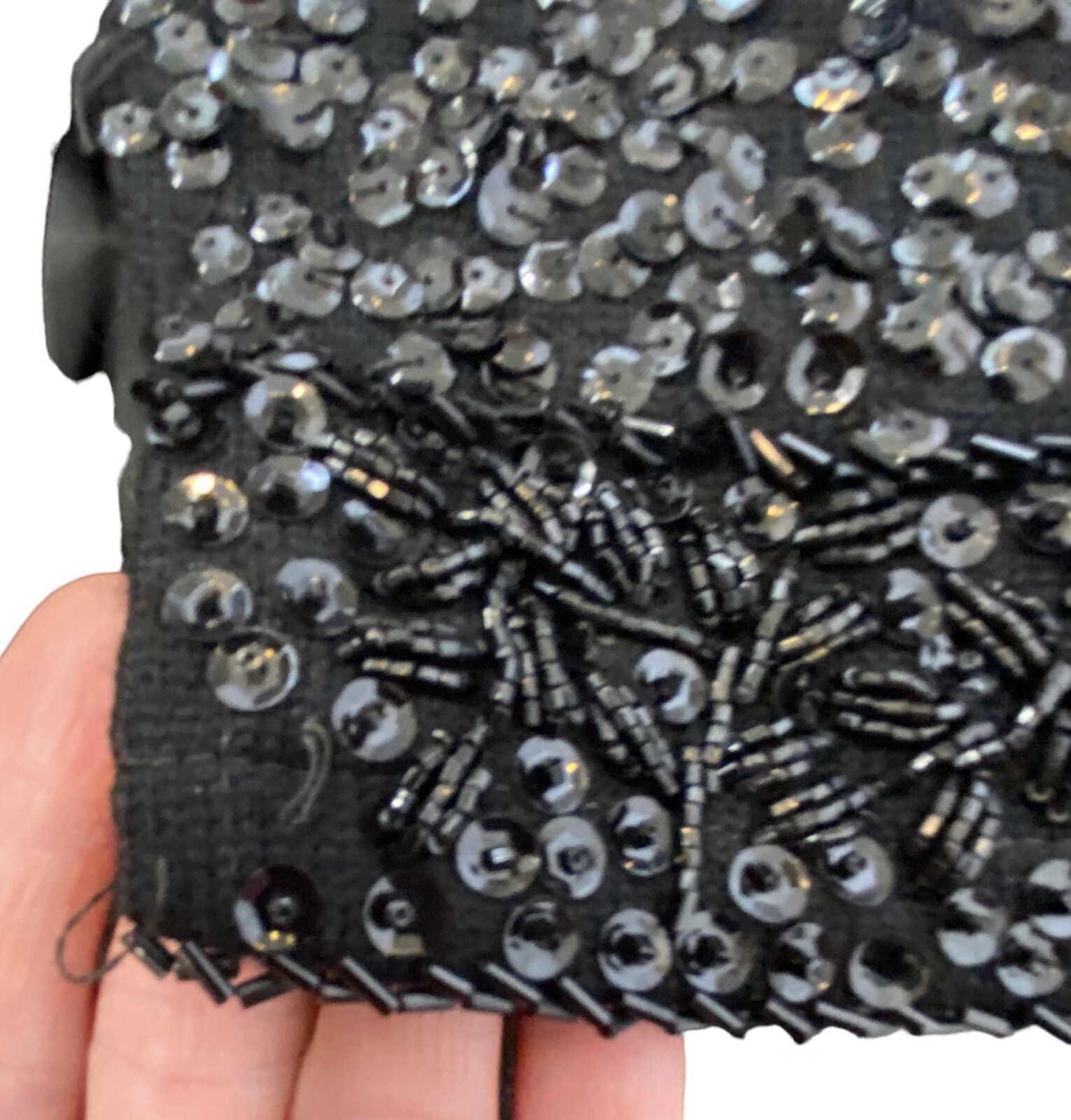 Vintage MCM Black Beaded & Sequins Sweater Tank Top London Shop 50s 60s Med.
