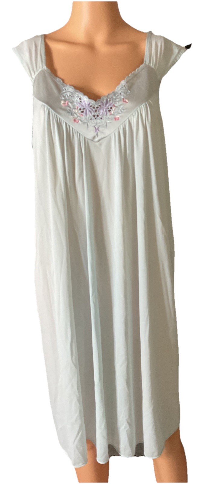 Vintage Vanity Fair Nightgown Large Blue Embroidered Style 30-122