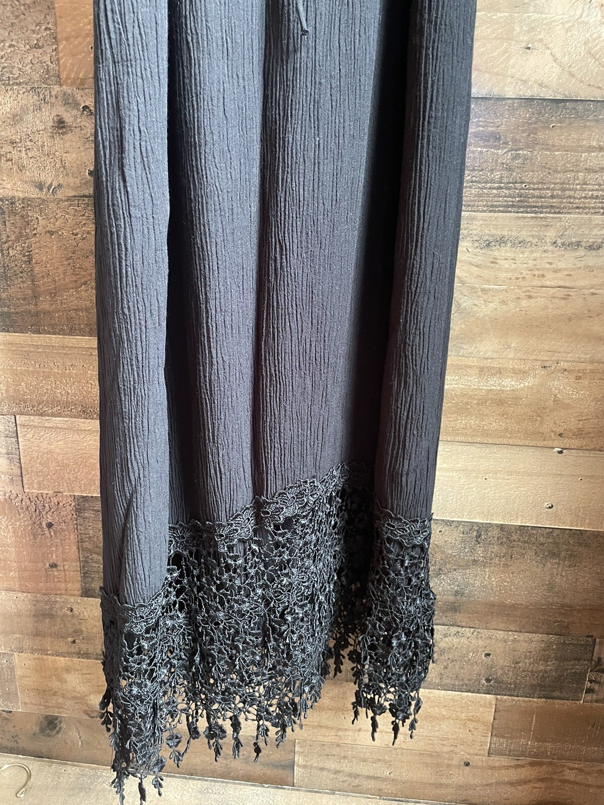 Vintage Magnet Art Lynn Yang Long Black Lacey Maxi Dress Sz Large