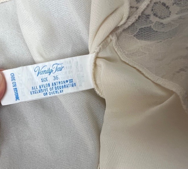 Vintage Vanity Fair Nightgown Lace & Sheer Spaghetti Straps Ivory Size 36 M