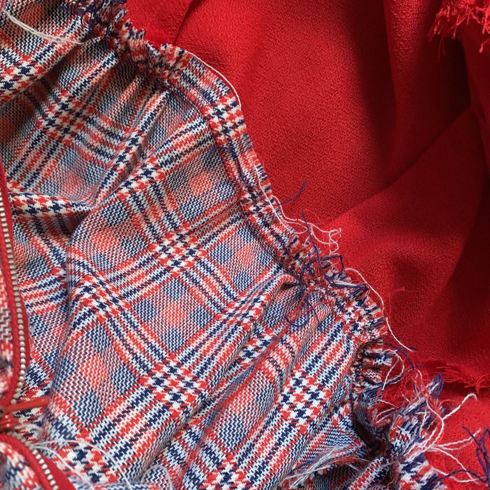 S Vintage 60s 70s long sleeve hostess dress mid century mod red white blue plaid