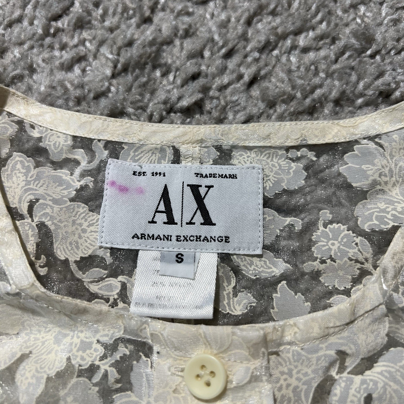 Vintage Armani Exchange Lace Floral Button Tank 90s Made In Italy White Designer