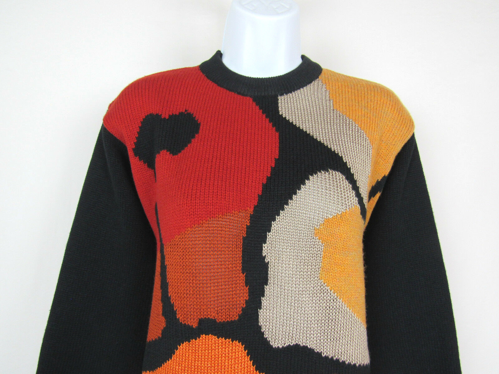 VTG 1970s 80s RUBAN BLEU ACRYLIC KNIT SWEATER MADE IN BRAZIL MOD PATTERN