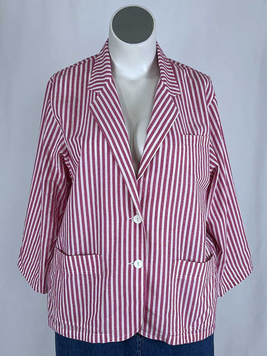 Vintage Koret Size 16/18 (38) Pink & White Stripe Blazer
