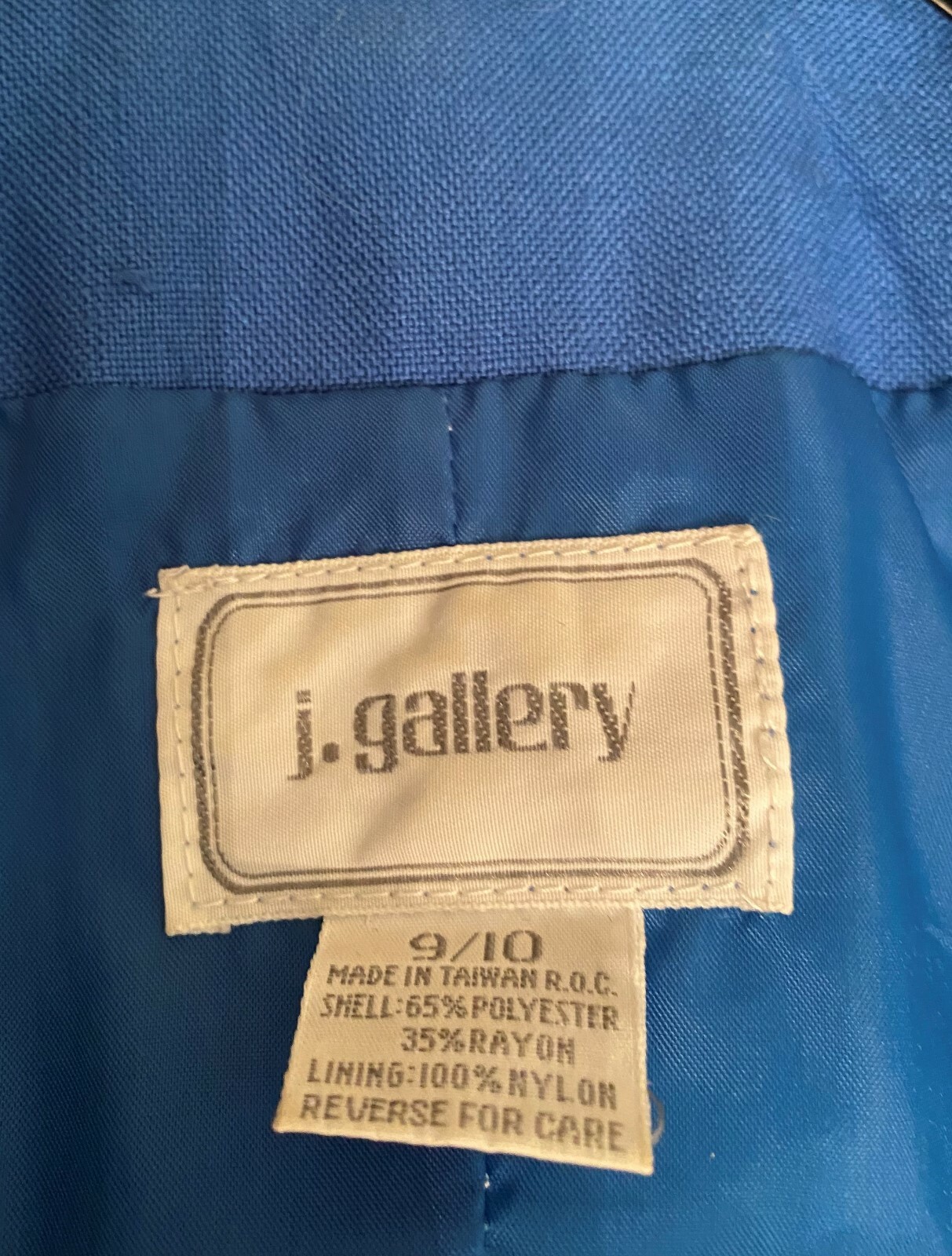 Vintage J. Gallery Women Blazer ~ Sz 9/10 Blue Shoulder Pad 80s ~CUTE!