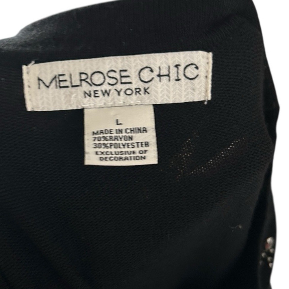 Vintage Whimsigoth Embellished Black Melrose Chic NY Cozy Fall Sweater Dress L