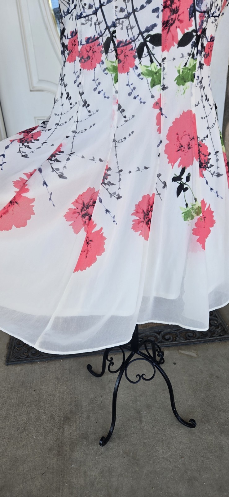 1990s JULIAN TAYLOR Vintage Fit & Flare Floral Polyester Dress Zip Back Size 6