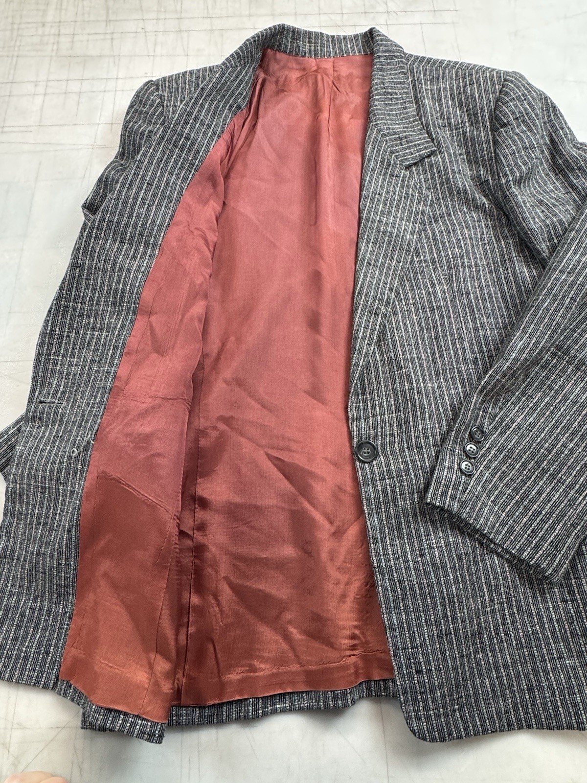 Vintage Mervyn’s Womens Blazer Size 10 Grey with Pastel Blue, Pink, Green