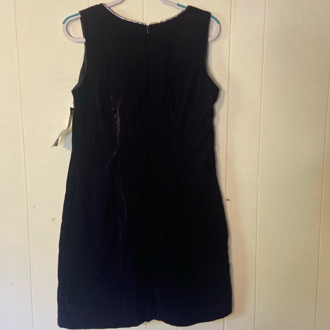 NWT CDC Womens Deep Purple Velvet Cocktail Dress Size 12 Embellished Vintage