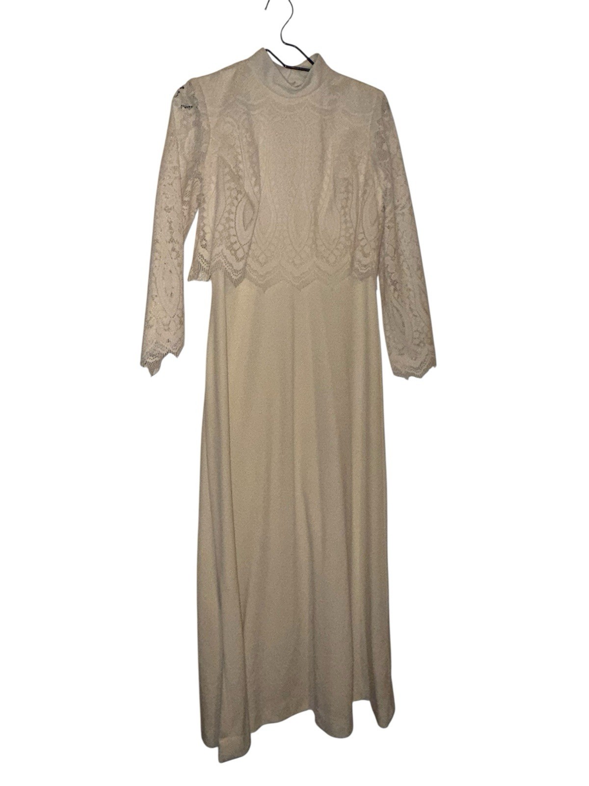 Vintage Miss Rubette 1960’s Ivory Dress Lace Overlay Wedding Boho Women’s S/M