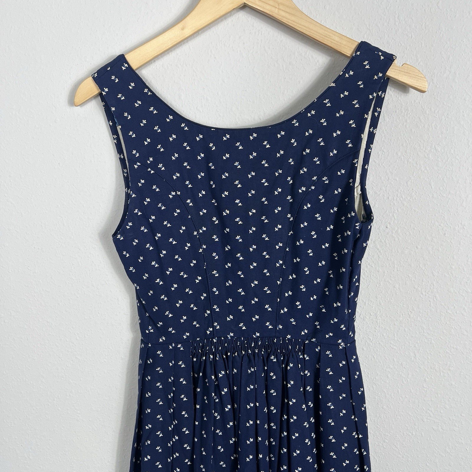 Vintage Steyrische Kunststube Dress German Blue Floral Print Dress Bavarian 38