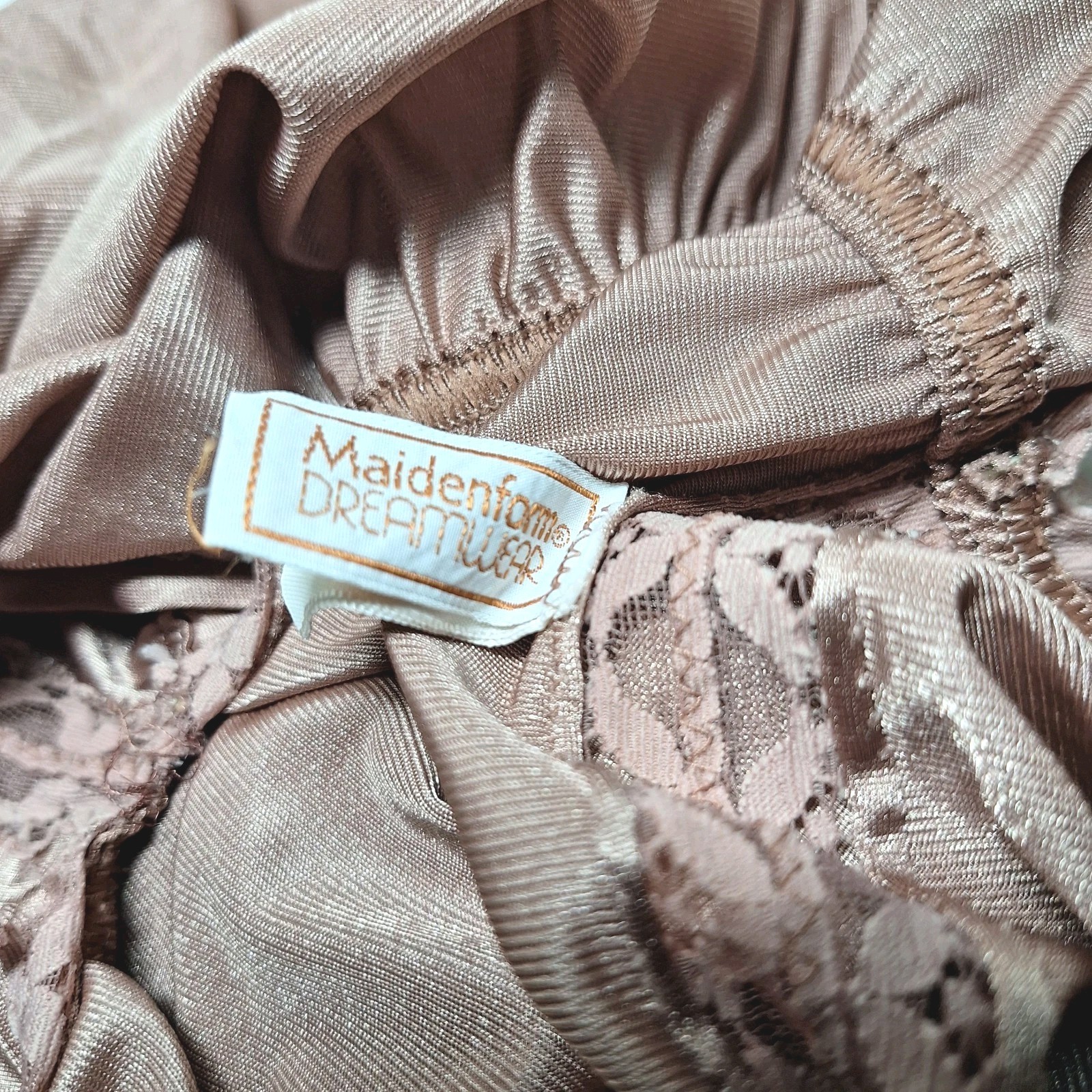Vtg USA Union Maidenform Dreamwear Rose Maxi Slip-Dress Plunge Neck Split Sides