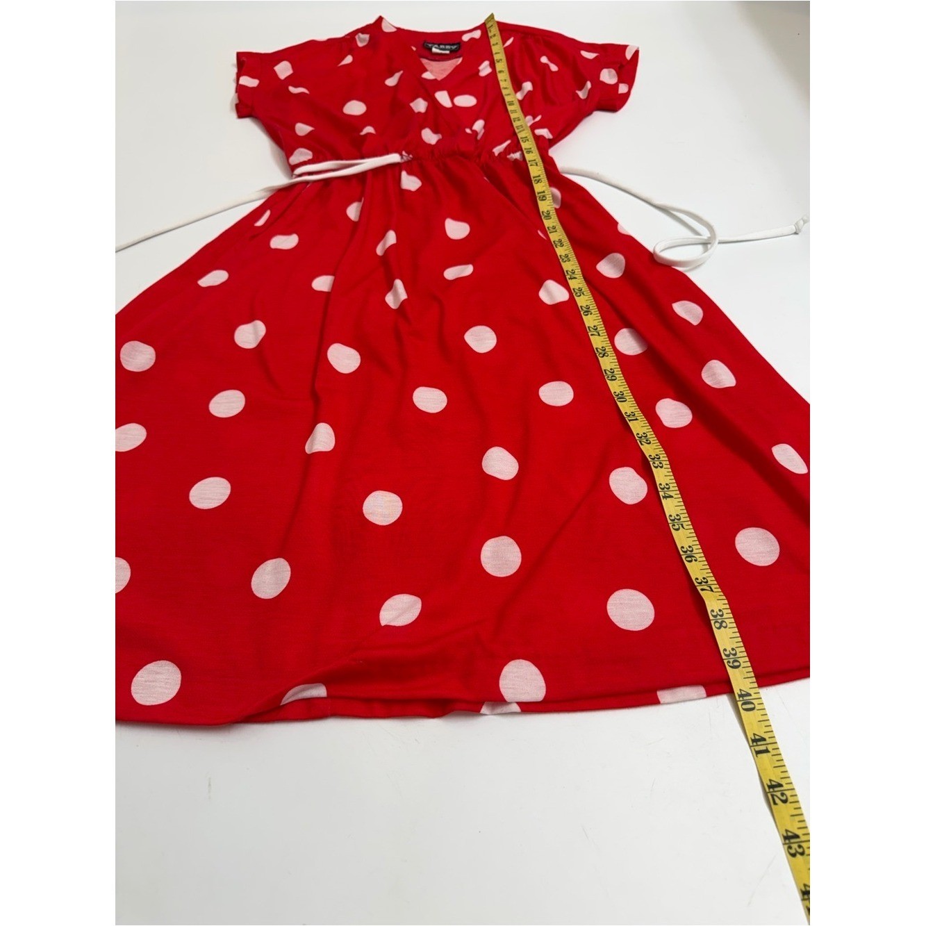 Tabby of California Vintage 80s Red White Polka Dot Midi Dress Retro Size 10