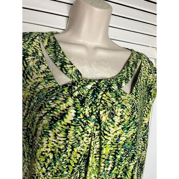 Vintage oversized Kasper sleeveless knit blouse keyhole neckline feminine XL