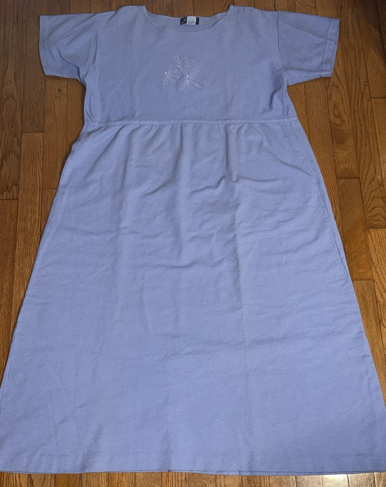 Women’s XL Vintage SK Sport Dress-Dragonfly-Blue-made In USA 100% Cotton