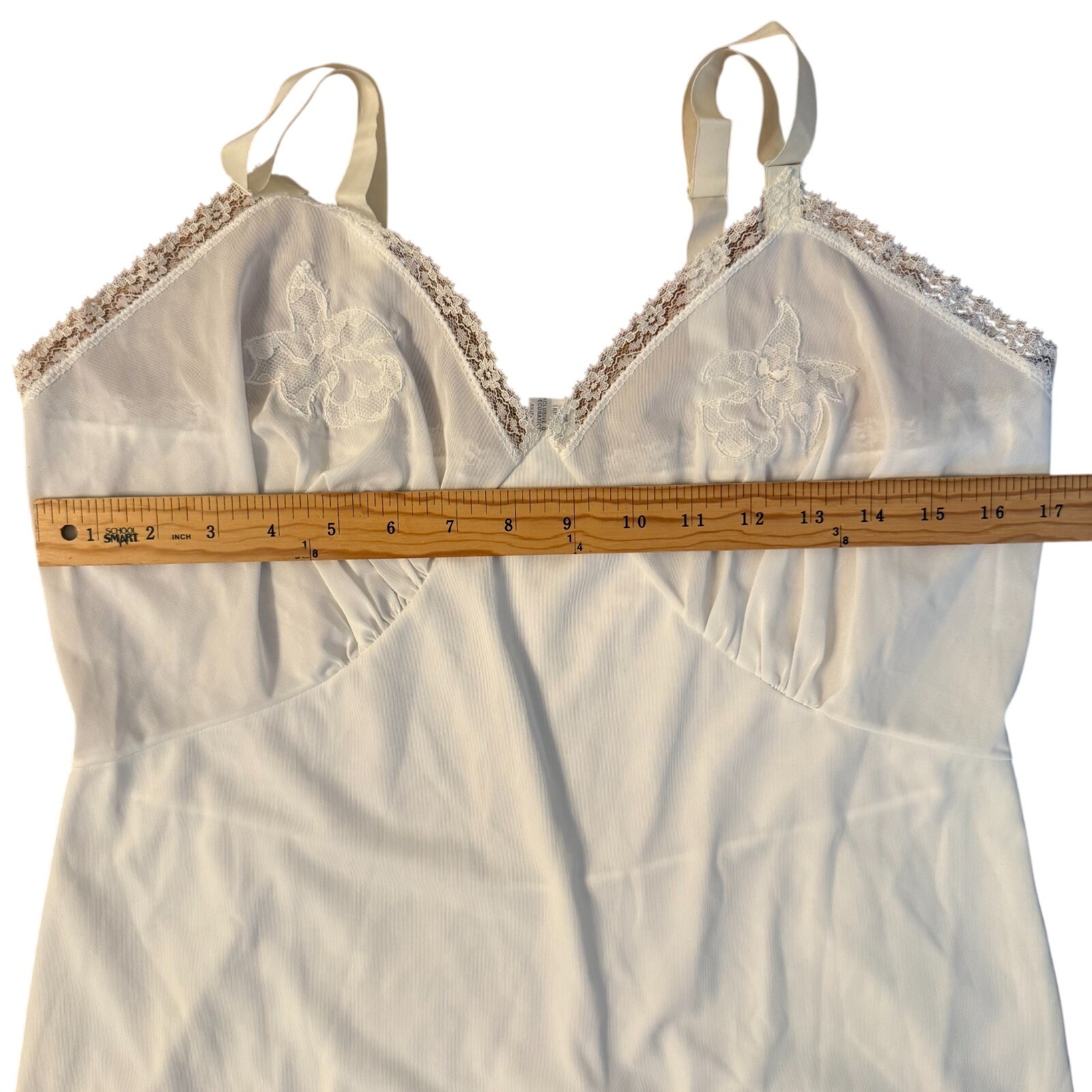 1960s Movie Star Full Slip White Nylon Tricot Lace Trim Sz Large USA