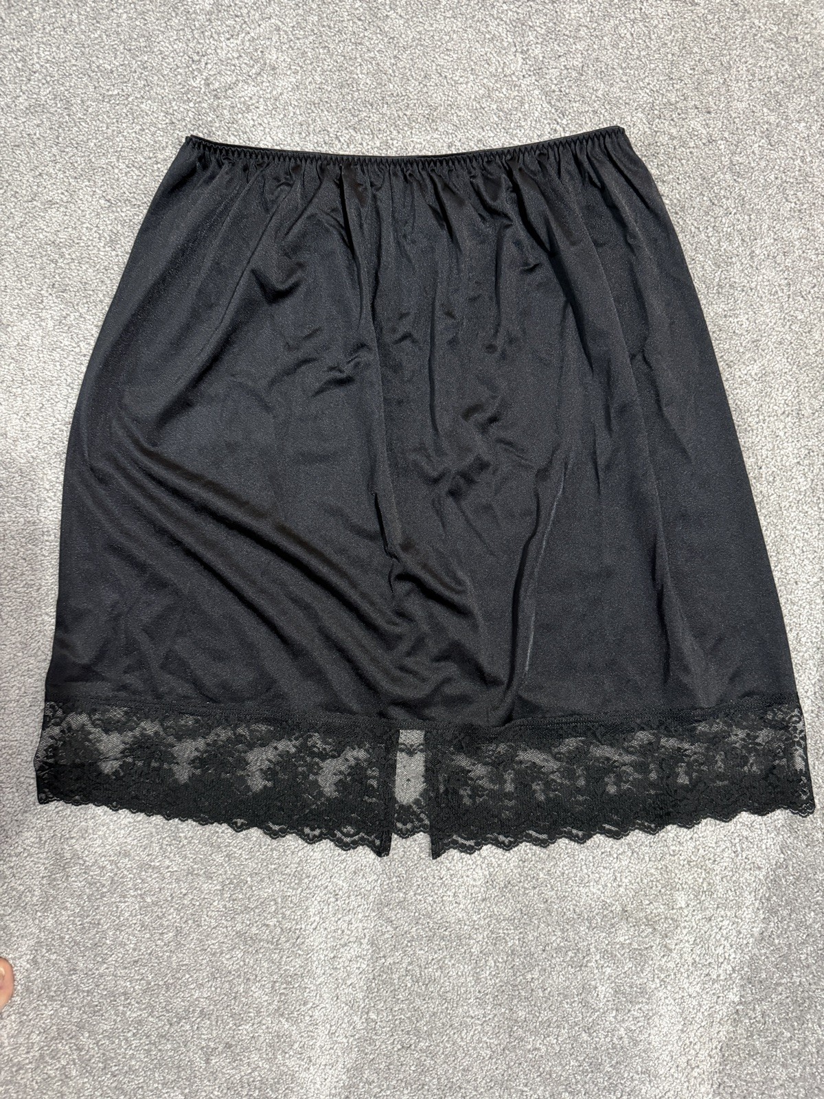 Vtg Cabernet Black Lace Nylon Half Slip XL