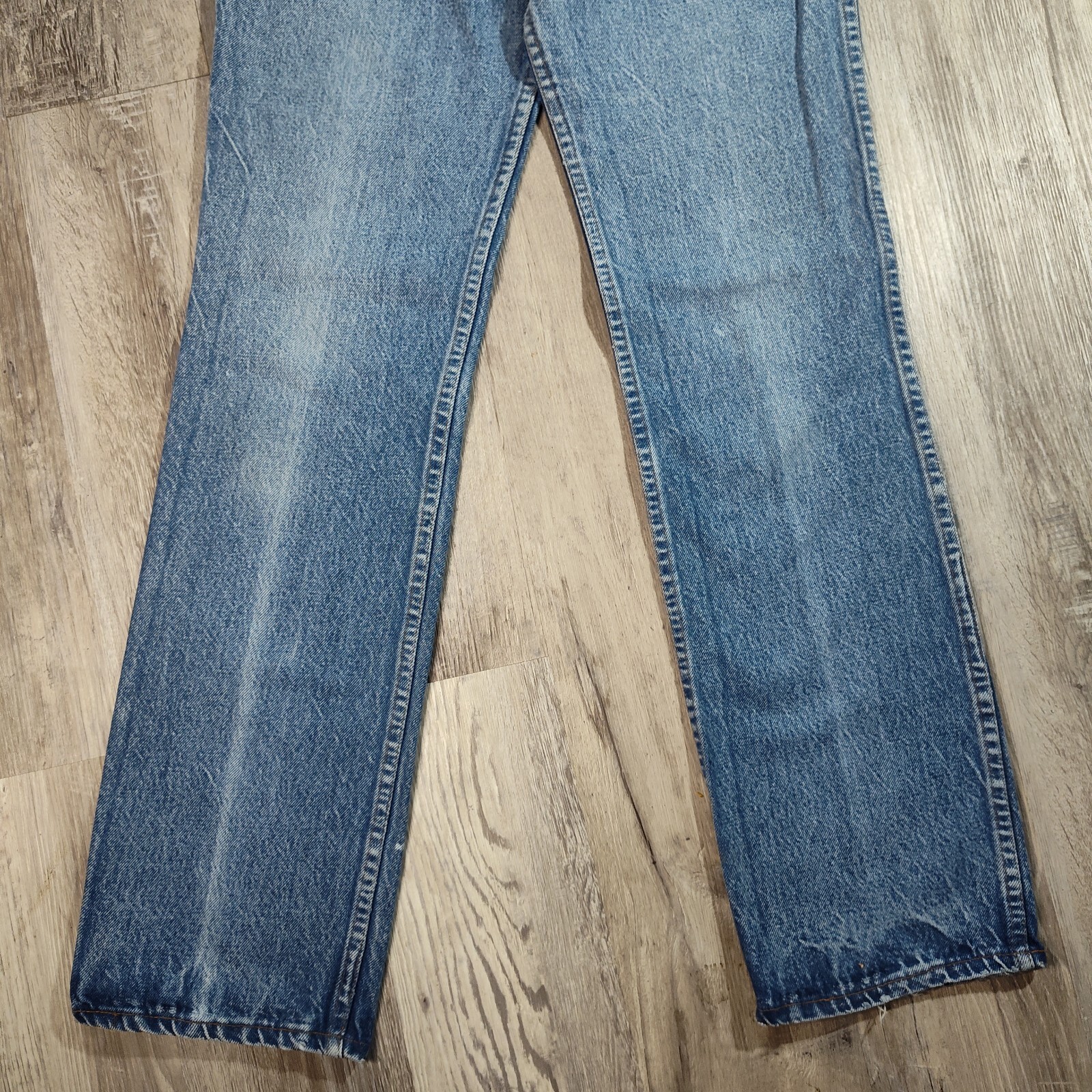Vintage 70s Tour De France Blue Jeans 27×32 Embroidered Zip Straight USA Denim