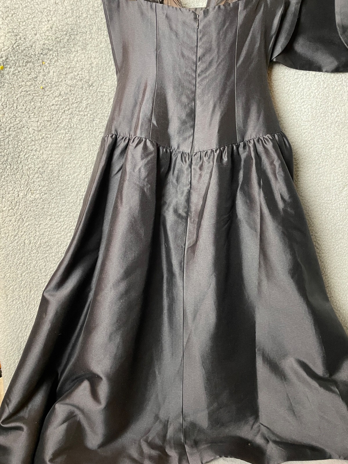 Vintage Rose Taft Couture Evening Gown Bolero Jacket 10 Black Silk Formal Gala